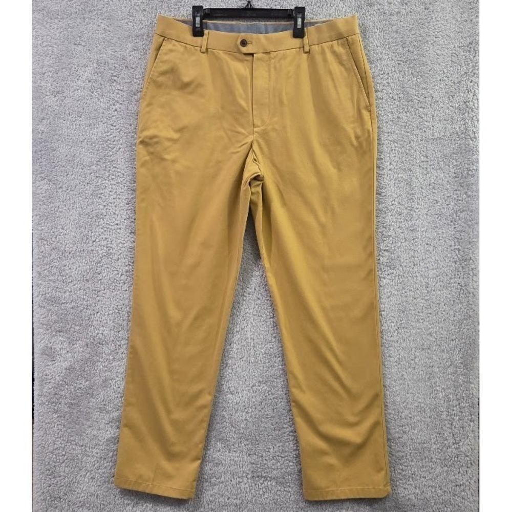 Charles Tyrwhitt Chino Pants 36x32 Yellow Cotton Stretch Classic Fit‎ Non Iron